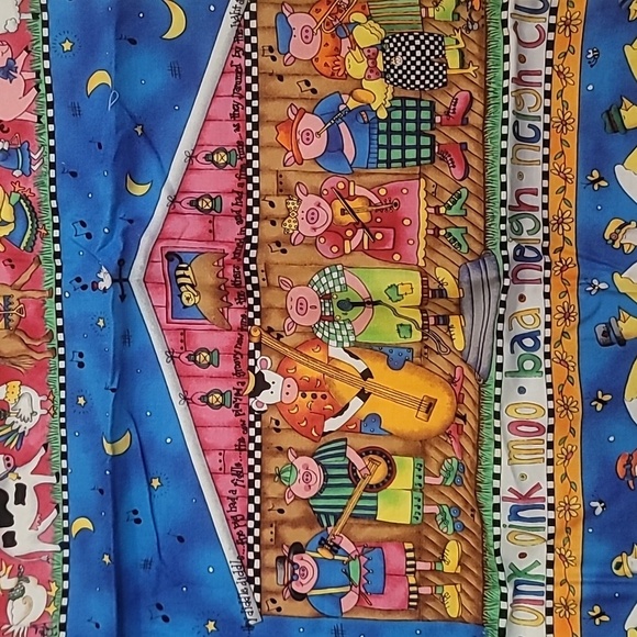 Handmade baby blanket farm animals pigs cows chickens stars moon cats rabbits - Picture 4 of 12